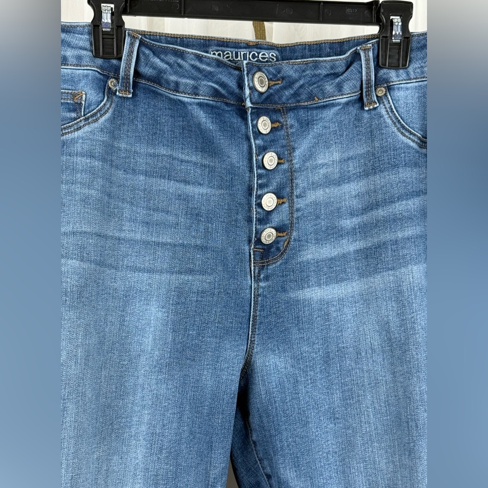 Maurices Super High Rise Jeans XXL Button Fly Stretch Blue Denim 29” Inseam - Picture 3 of 8